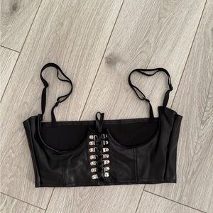 Black Leather Women's Top